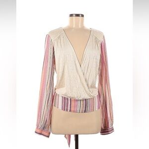 NWT Mystree Faux Wrap Striped Top